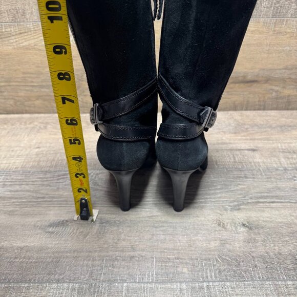 Cole Haan Black Leather/Suede Calf Length Heeled Boots Women's Size 7.5 - Picture 3 of 7